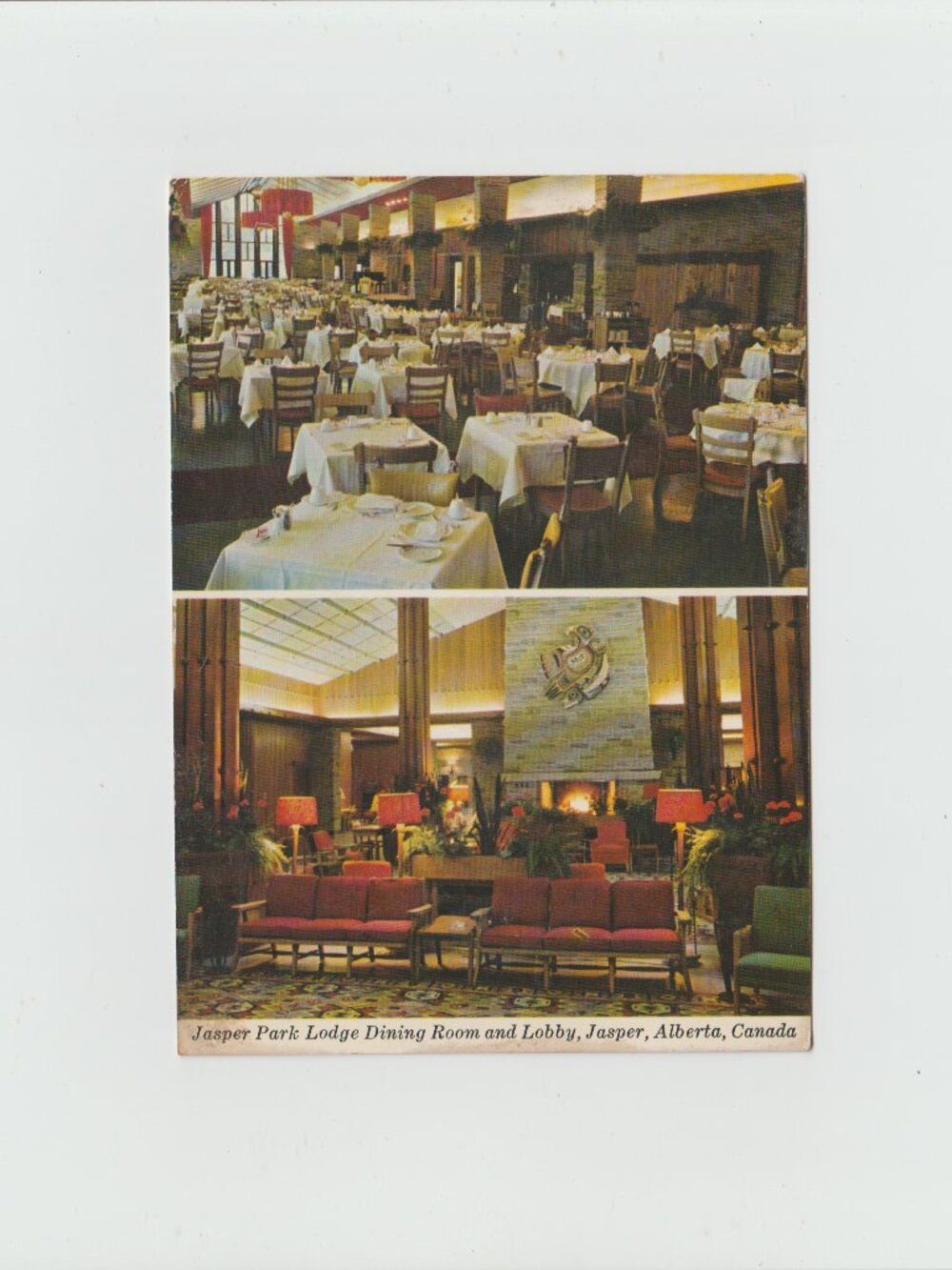 Vintage Postcard Jasper Park Lodge Dining Room nd Lobby In Jasper, Alberta